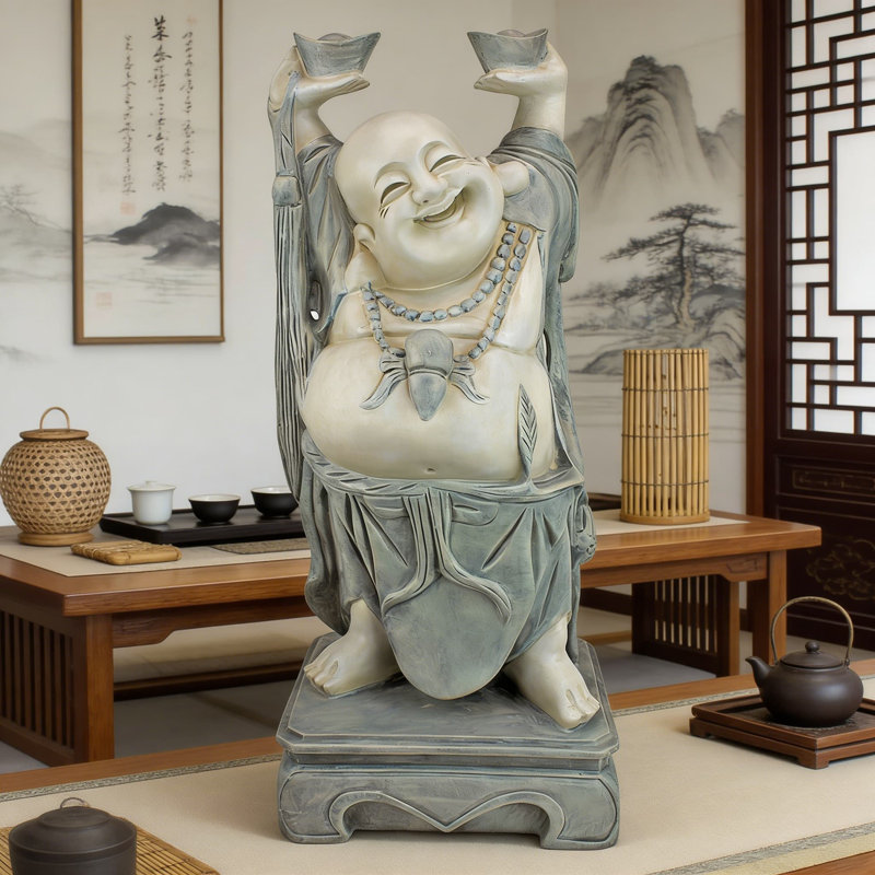 Trinx Jolly Hotei Laughing Buddha Statue - 26 Inch Cast Stone